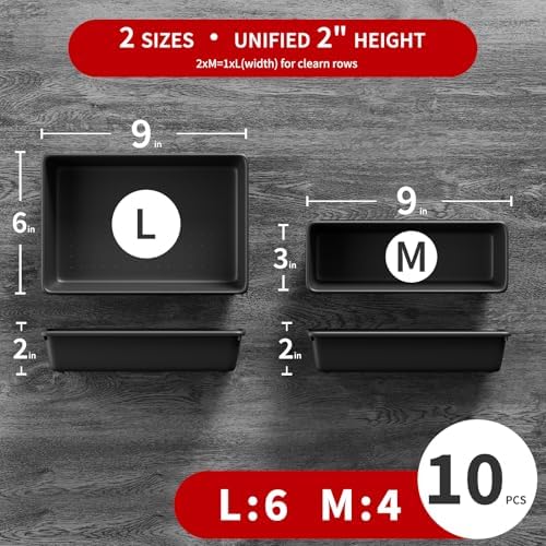 10 PCS Tool Box Drawer Organizers, Large & Medium Tool Trays for Tool Box Organization, Tool Organizers and Storage for Garage and Rolling Tool Chest - Image 2