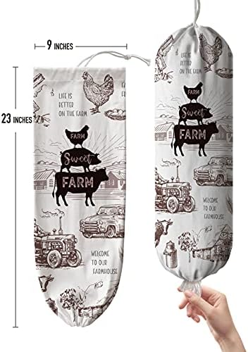 Hglian Grocery Plastic Bag Holder,Cow Rooster Plastic Bags Organizer Storage for Kitchen,Farmhouse Home Decor - Image 5
