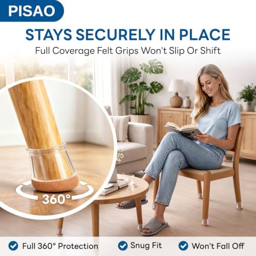PISAO 24 Pcs Chair Leg Floor Protectors Caps Cover Pad for Hardwood Floors - Image 3
