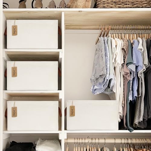 CHICVITA 30L Large Fabric Closet Baskets for Shelves, 4Pack, Beige - Image 2