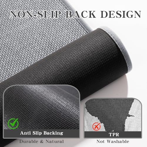 chakme Bathroom Rugs Mat U-Shaped 24x17, Ultra ThinNon Slip Bath Mat Small Quick Dry Absorbent Bath Matfor Bathroom Floor, (Light Grey, U-24"x17") - Image 4