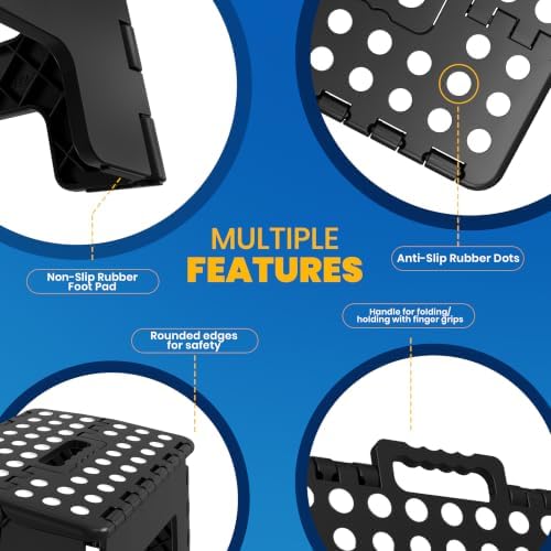 Utopia Home Folding Step Stool 9 Inch, Anti-Slip, Black, 2-Pack - Image 6