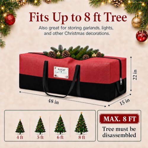 Christmas Tree Storage Bag, Fits 8 Ft Artificial Trees, Red - Image 2