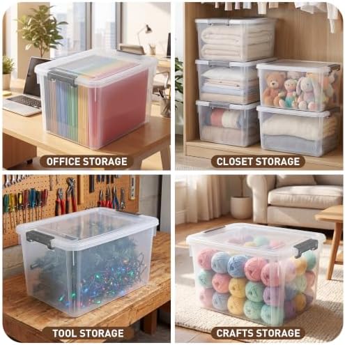 Citylife 6 Packs 32 QT Plastic Storage Bins with Lids Large Stackable Storage Containers for Organizing Clear Storage Box for Garage, Closet, Kitchen - Image 5
