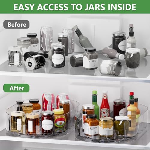 Lazy Susan Organizer for Refrigerator, 13" x 8.5" Clear Rectangular Fridge Organizer Turntable for Condiments, Spice Racks Organizer for Cabinet, Pantry & Kitchen Countertop(1 Piece) - Image 5