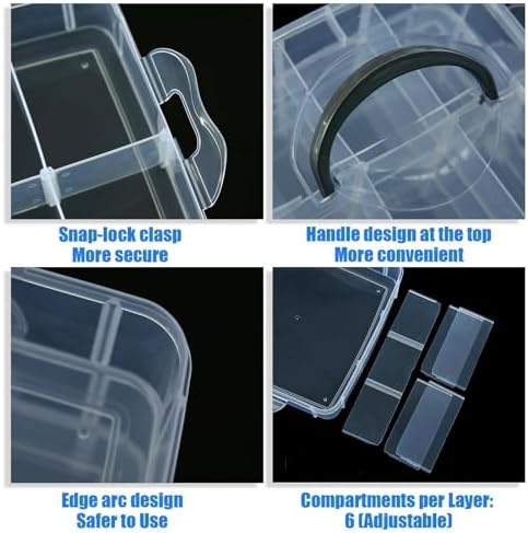 2pack 3-Tier Stackable Bead Storage Container Box 18 Compartments Organizer - Image 5