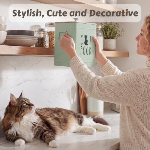 PERFNIQUE Cat Food Storage Container, Airtight Cat Treat Container with Bamboo Lid, Pet Food Storage for Kitchen Countertop, Treat Jars for Pets, Cat Food Container (Sage Green, with Spoon) - Image 6