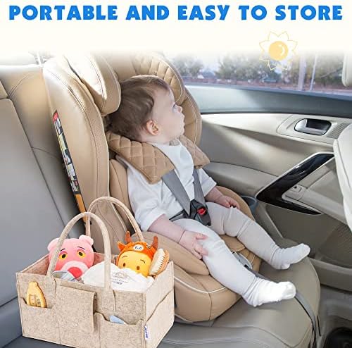 Maliton Felt Diaper Caddy Organizer with Lid - Large, Khaki - Image 7