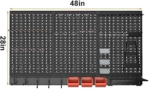 TORACK Metal Pegboard Wall Organizer System 24x48 in, 109 PCS Pegboard Kit - Image 3