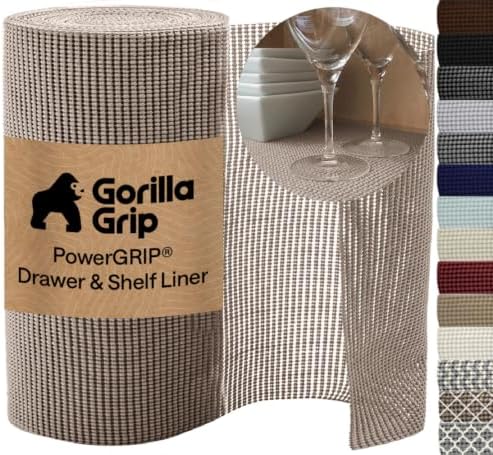GORILLA GRIP powerGRIP Drawer Shelf and Cabinet Liner, 12"x30', Beige by GorillaGrip