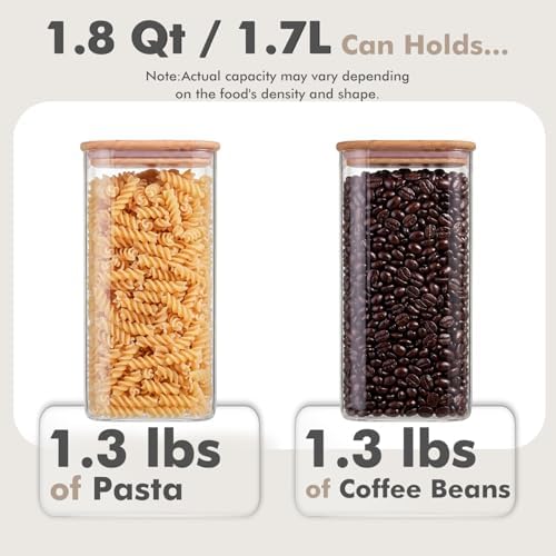 3-Pack 1.8Qt Rectangle Glass Storage Jars with Bamboo Lids - Image 3