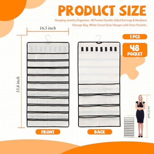 48 Pockets Hanging Jewelry Organizer with Necklace Straps - Image 2