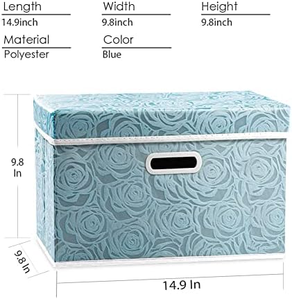 PRANDOM Collapsible Storage Cubes with Lids Fabric Decorative Storage Bins Boxes Organizer Containers Baskets with Cover Handles for Bedroom Closet Living Room 14.9x9.8x9.8 Inch 3 Pack - Image 4