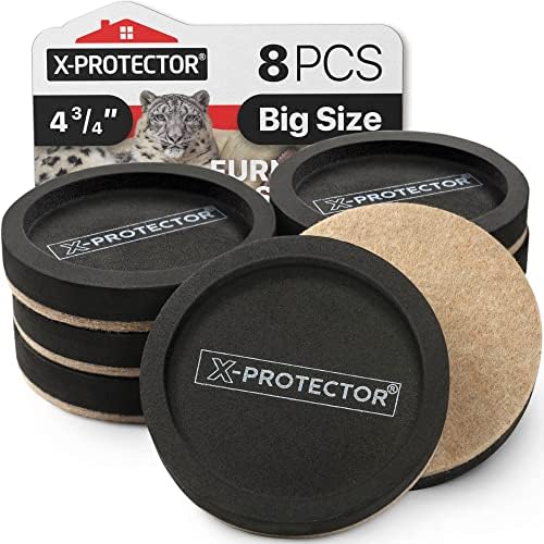 Felt Furniture Sliders for Hardwood Floors X-PROTECTOR 8 PCS 4 3/4” by X-Protector
