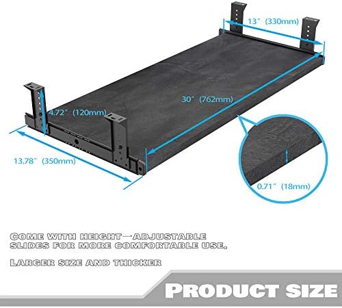 FRMSAET Slide Out 20/24/30 inch Keyboard & Mouse Tray (30 in, Black Rock) - Image 3