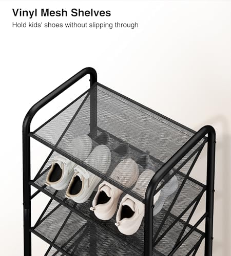STO STO 8-Tier Narrow Shoe Rack with Lockable Wheels, Double-Sided Vinyl Mesh Shelf Shoe Organizer for Up to 30 Pairs, Slim Space Saving Metal Rolling Shoe Storage for Entryway, Closet, Hallway - Image 5