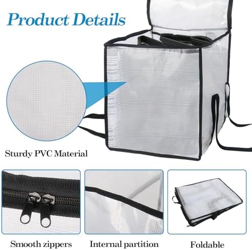 Klmnop 2 Pack Clothes Hanger Organizer Bag with Lid, Large Hanger Storage Bags with Handles and 2-Compartment for Closet Laundry Room Space Saving (14.6x14.6x16.9 in) - Image 3