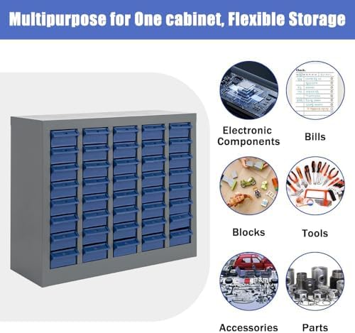 Yeeoy 40 Drawers Parts Cabinet, Nut and Bolt Storage Organizer, Grey - Image 7