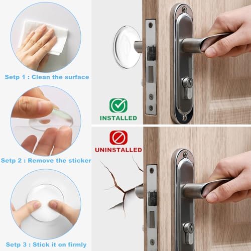 Clear 2" Door Knob Wall Protector, Self Adhesive Wall Stopper, 6 Pack - Image 3