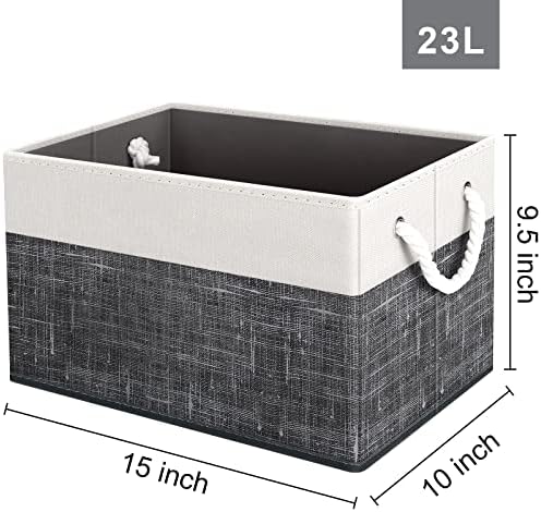 Fab totes Storage Bins 2-Pack, Foldable Storage Baskets for Organizing Toys, Books, Shelves, Closet, Large Storage Box with Rope Handles, Sturdy Organizer Bins, White & Black - Image 2