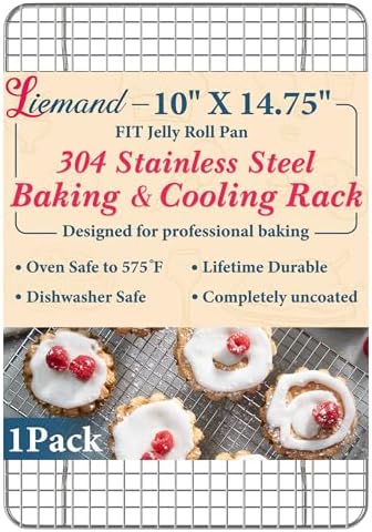 Cooling Racks 10 x14.75 in, Tight-Wire Stainless Steel Baking Rack 1-Pack by LIEMAND