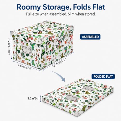 GUOZI Collapsible Storage Box, Decorative Memory Box with Lid & Metal Reinforced Corners, Cardboard File Bin with Handles, Organizer Gift Box for Keepsake Toy Photos Office Nursery Wardrobe Bookshelf - Image 2