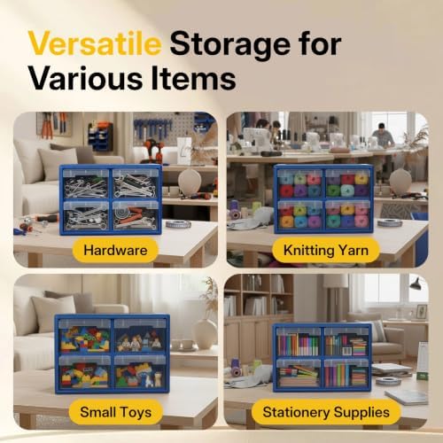 NORTHSKY Stackable Parts Organizer & Storage Cabinet with 4-Drawer, Clear Hardware Tool Box with Transparent Bins, Durable Plastic Component Case for Screws, Beads, Nuts, and Craft Supplies - Image 7