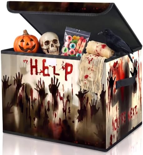 Briwooody Bloody Horror Halloween Storage Bin with Lid and Carrying Handle by Briwooody