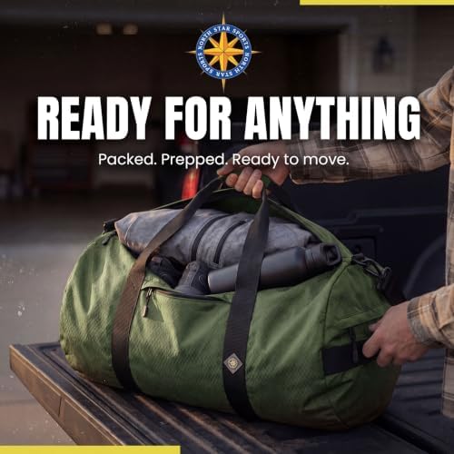 75L Travel Duffle Bag, Heavy Duty Ripstop Gym Weekender Bag, Forest Green - Image 5