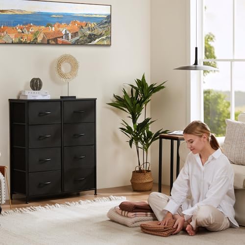 OLIXIS Black Dresser for Bedroom Tall, 8 Storage Fabric Drawers for Closet - Image 4