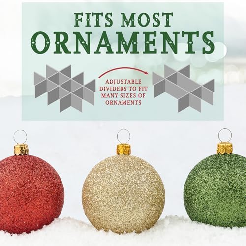 HOLDN’ STORAGE Christmas Ornament Storage Box with Dividers, Holds Up to 72 Ornaments (4 Inches), Large Organizer with 3 Stackable Trays - Red - Image 6