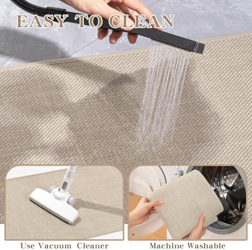 chakme Bathroom Rugs Mat 47x25, Ultra Thin Non Slip Bath Mat Large Quick Dry Absorbent Bath Mat for Bathroom Floor, (Light Beige, 47"x25") - Image 6