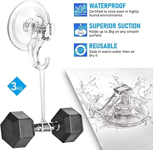 Quntis Clear Plastic Suction Cup Hooks Wreath Hanger 6 Pack - Image 2
