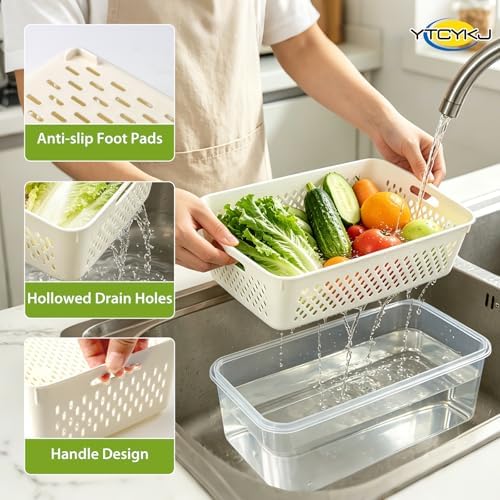 5-Pack Fruit Storage Containers for Fridge with Removable Colanders & Lids - Image 6