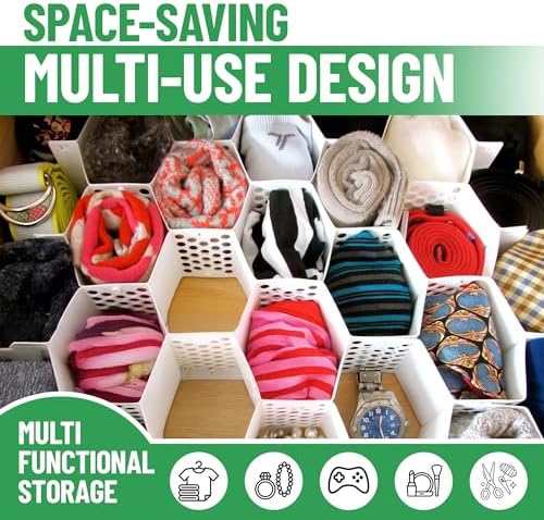 Evelots 8-Pack Honeycomb Drawer Organizers, 224 Cells, Expandable, White - Image 4
