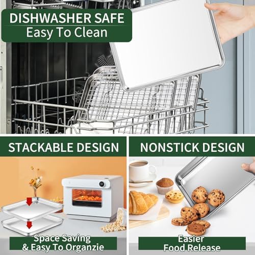 Large Stainless Steel Baking Sheet with Cooling Wire Rack Set, 18x12x1 Inch - Image 5