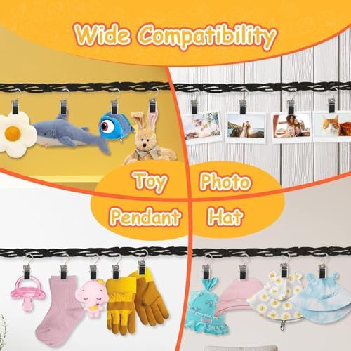 Munzong Black Hanging Stuffed Animal Storage Chain, 40 Metal Clips 80 Inch - Image 7