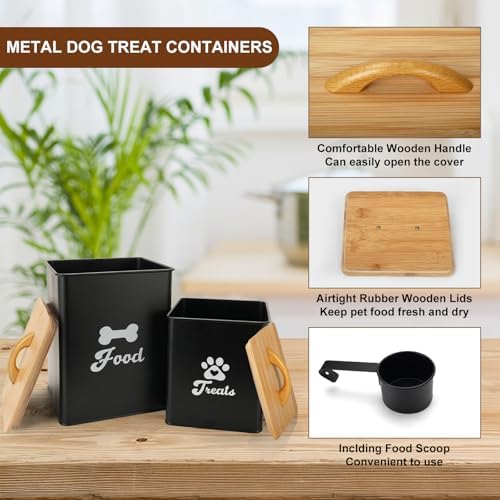 Dog Treat Container 2PCS, Dog Food Storage Container with Lids Airtight, Dog Treat Jars for Kitchen Counter-7+3Lbs, Small Dog and Cat Cookie Jar for Storage, Pet Treat Container (Upgraded) Black - Image 2