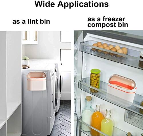 LALASTAR Lint Bin, Mini Desktop Trash Can with Lid for Office Countertop, Mountable Tiny Wastebasket for RV, Dorm, Freezer, Laundry and More (Orange) - Image 4