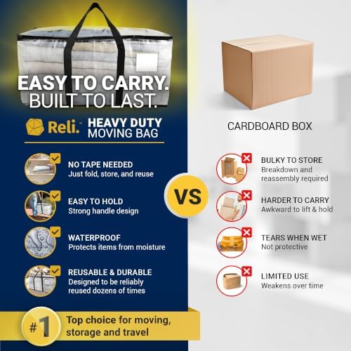 Reli. Moving Bags Heavy Duty (6 Pack) Clear, Extra Large Totes - Image 4