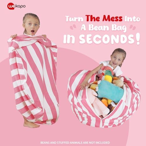 WEKAPO Stuffed Animal Storage Bean Bag Chair Cover for Kids - Image 3