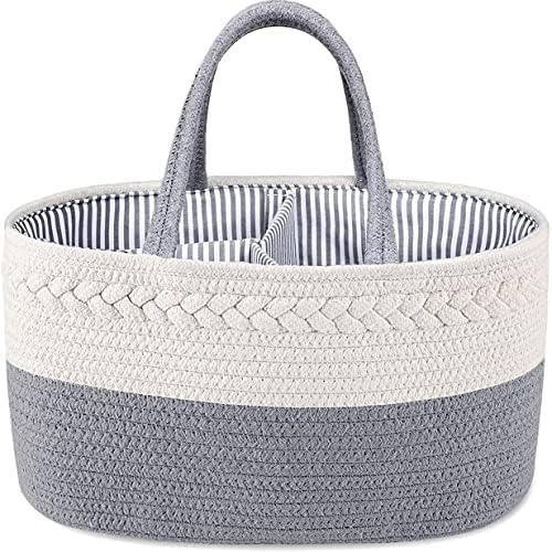 ABenkle Baby Diaper Caddy Organizer, Cotton Rope Nursery Storage Basket by ABenkle