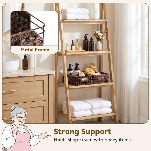 GRANNY SAYS Wicker Baskets with Handles,Small Woven Basket for Storage, Waterproof Storage Basket Organizer,Decorative Storage Boxes for Organing Pantry,Brown Basket,2-Pack,11 1/4''L x 7 1/2''W x 3 1/2''H - Image 2