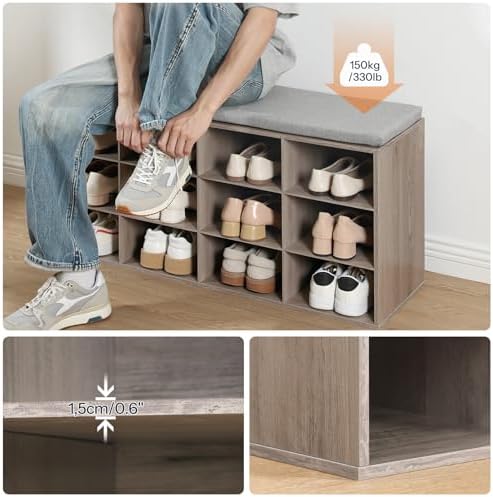 HOOBRO Shoe Storage Bench with Cushion, 39.4" L Entryway Bench - Image 6