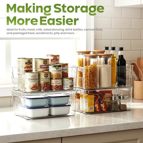 Utopia Home Plastic Stackable Storage Bins for Fridge, 8 Pack, Clear - Image 4