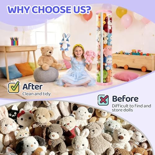 Stuffed Animal Storage Tube with Zipper, 47x11 Inch Large Capacity - Image 2
