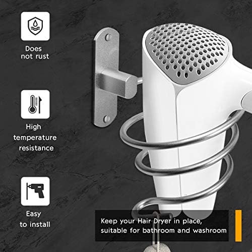 Bathroom Hair Dryer Holder Hair Care Tools Holder Wall Mount (Bright White) - Image 3