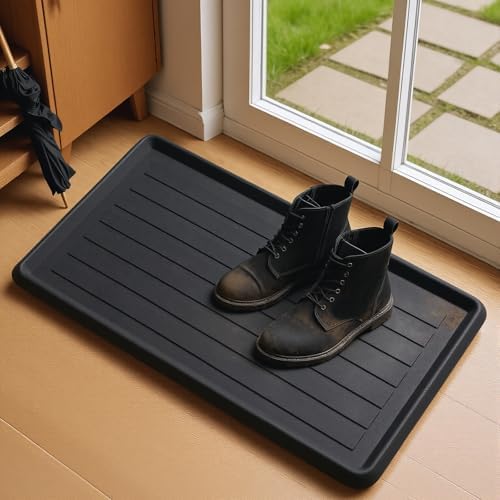 HIYARD Rubber Boot Tray for Entryway, Multipurpose Boot Mat, Shoe Tray, Shoe Mat for Indoor and Outdoor, 16x47, Black by HIYARD
