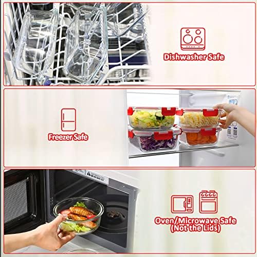 M MCIRCO 24 Piece Glass Food Storage Containers with Lids, Red - Image 4