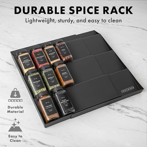EDELHAUS Spice Drawer Organizer, Expandable Spice Rack for Drawer Black - Image 7